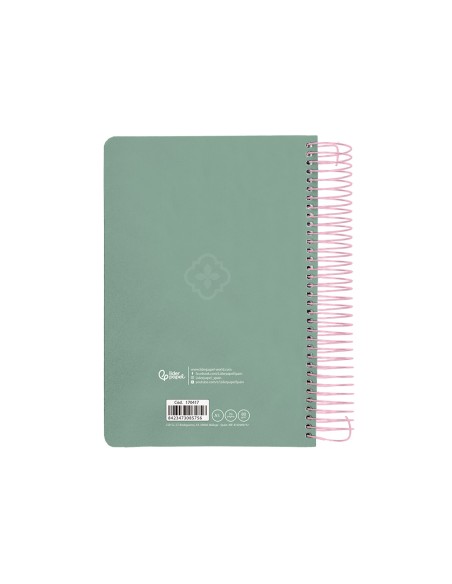 Agenda espiral liderpapel peri ssa a5 2025 dia pagina color verde papel 80 gr