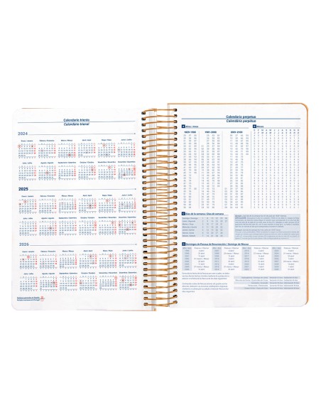 Agenda espiral liderpapel peri ssa a5 2025 dia pagina color naranja papel 80 gr