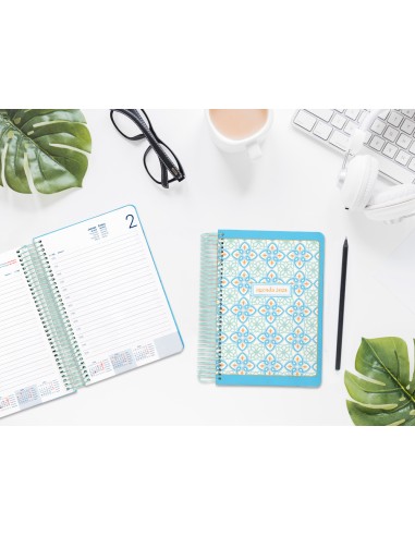 Agenda espiral liderpapel peri ssa a5 2025 dia pagina color azul papel 80 gr