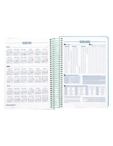 Agenda espiral liderpapel peri ssa a5 2025 dia pagina color azul papel 80 gr