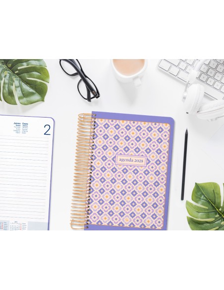 Agenda espiral liderpapel peri ssa a4 2025 dia pagina color morado papel 80 gr