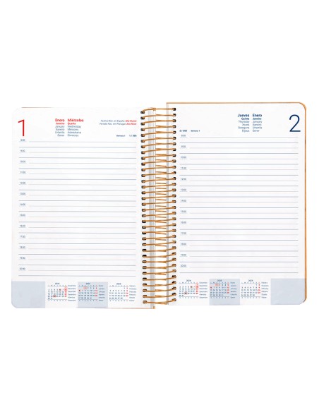 Agenda espiral liderpapel peri ssa a4 2025 dia pagina color naranja papel 80 gr