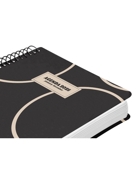 Agenda espiral liderpapel clas sic a6 2025 dia pagina blanco y negro 2 papel 70 gr
