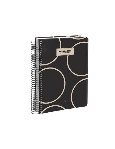 Agenda espiral liderpapel clas sic a6 2025 dia pagina blanco y negro 2 papel 70 gr