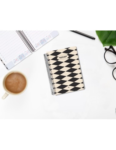 Agenda espiral liderpapel clas sic a6 2025 dia pagina blanco y negro 1 papel 70 gr