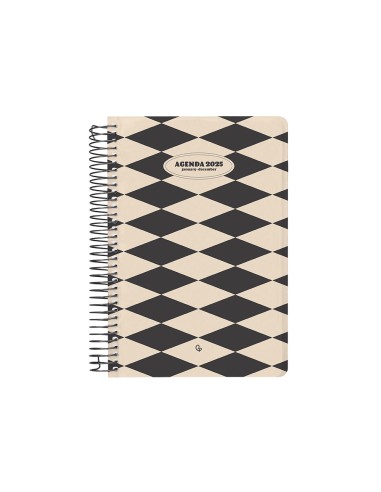 Agenda espiral liderpapel clas sic a6 2025 dia pagina blanco y negro 1 papel 70 gr