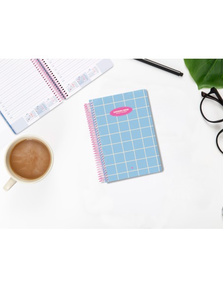 Agenda espiral liderpapel clas sic a6 2025 dia pagina color azul claro papel 70 gr