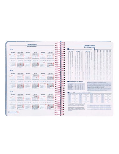 Agenda espiral liderpapel clas sic a6 2025 dia pagina color azul claro papel 70 gr