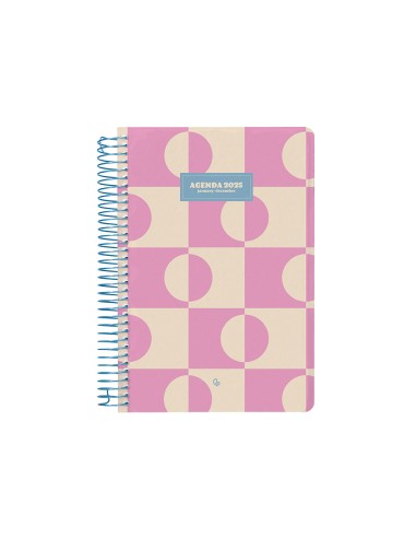 Agenda espiral liderpapel clas sic a6 2025 dia pagina color rosa papel 70 gr