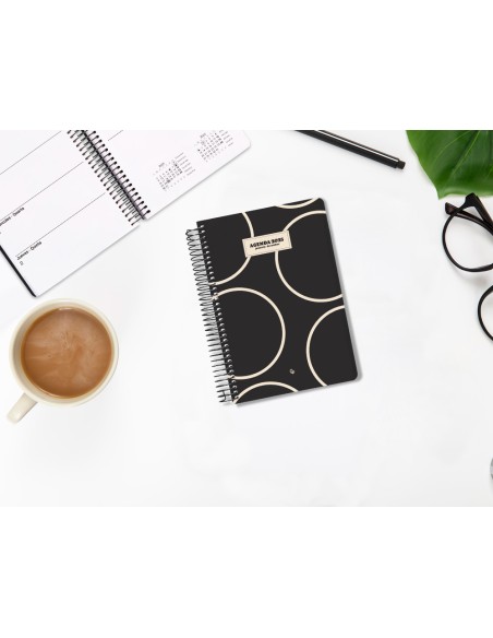 Agenda espiral liderpapel clas sic a6 2025 dia pagina blanco y negro 2 papel 70 gr
