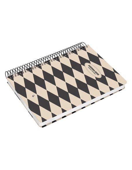 Agenda espiral liderpapel clas sic a6 2025 semana vista blanco y negro 1 papel 70 gr