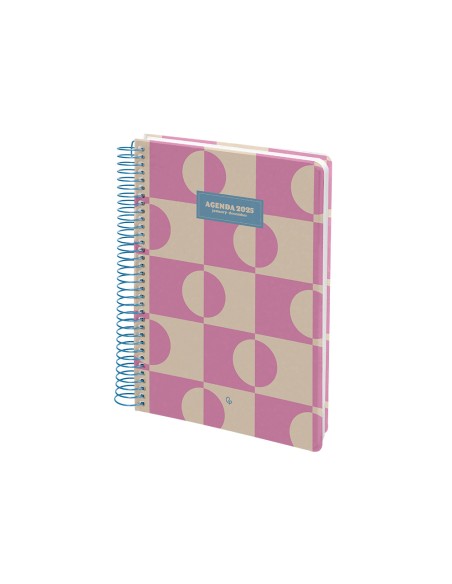 Agenda espiral liderpapel clas sic a6 2025 semana vista color rosa papel 70 gr