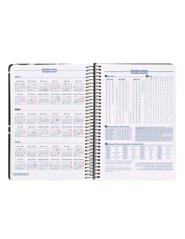 Agenda espiral liderpapel clas sic a5 2025 semana vista blanco y negro 2 papel 70 gr