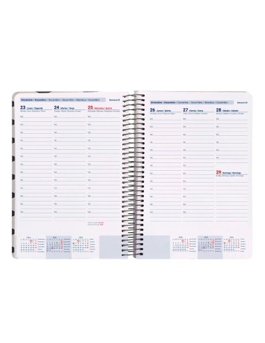 Agenda espiral liderpapel clas sic a5 2025 semana vista blanco y negro 1 papel 70 gr