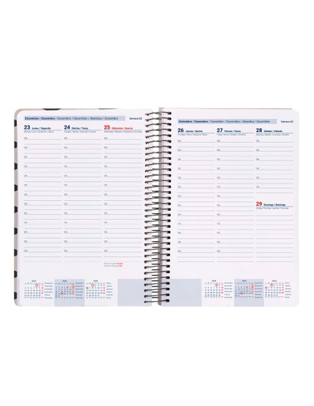 Agenda espiral liderpapel clas sic a5 2025 semana vista blanco y negro 1 papel 70 gr