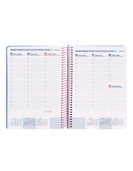 Agenda espiral liderpapel clas sic a5 2025 semana vista light color azul papel 70 gr