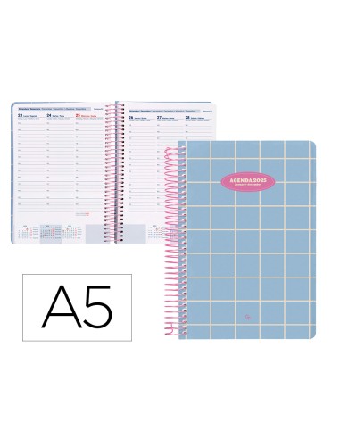 Agenda espiral liderpapel clas sic a5 2025 semana vista light color azul papel 70 gr