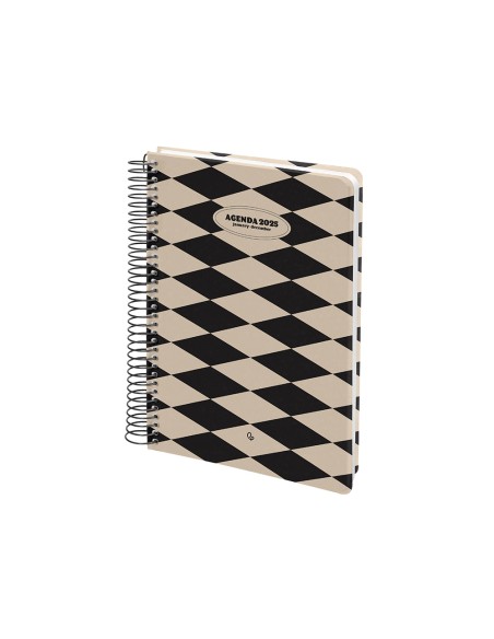 Agenda espiral liderpapel clas sic a5 2025 dia pagina blanco y negro 1 papel 70 gr