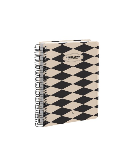 Agenda espiral liderpapel clas sic a5 2025 dia pagina blanco y negro 1 papel 70 gr