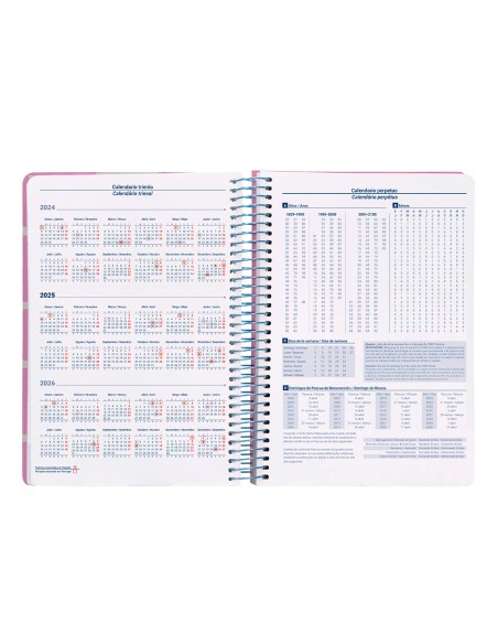 Agenda espiral liderpapel clas sic a5 2025 dia pagina color rosa papel 70 gr