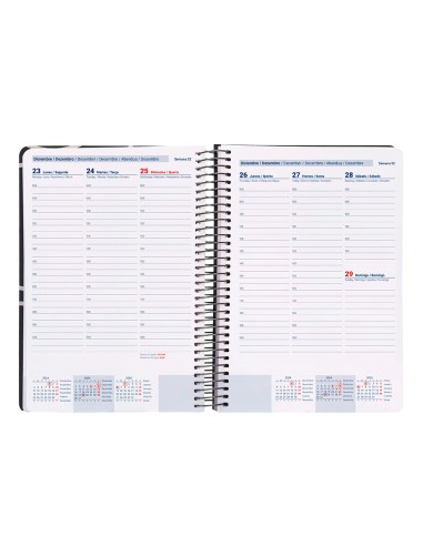 Agenda espiral liderpapel clas sic a4 2025 dia pagina blanco y negro 2 papel 70 gr