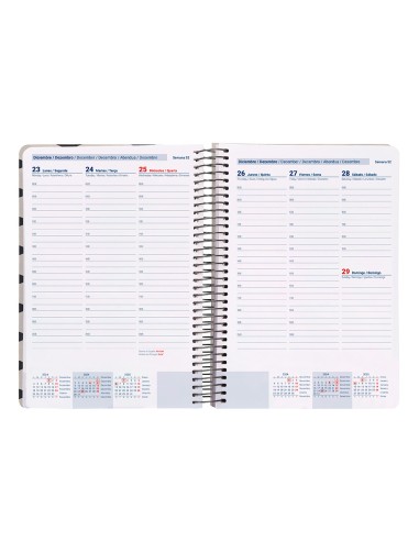 Agenda espiral liderpapel clas sic a4 2025 semana vista blanco y negro 1 papel 70 gr