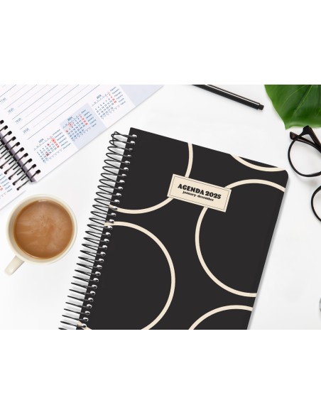 Agenda espiral liderpapel clas sic a4 2025 semana vista color negrowhite2 papel 70 gr