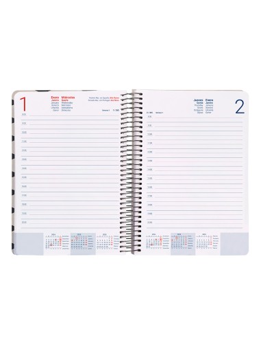 Agenda espiral liderpapel clas sic a4 2025 dia pagina blanco y negro 1 papel 70 gr