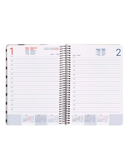 Agenda espiral liderpapel clas sic a4 2025 dia pagina blanco y negro 1 papel 70 gr