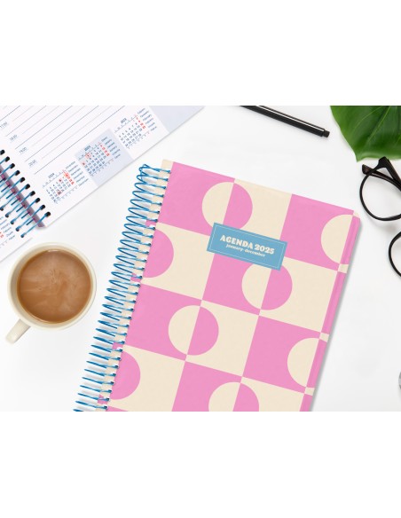 Agenda espiral liderpapel clas sic a4 2025 dia pagina color rosa papel 70 gr
