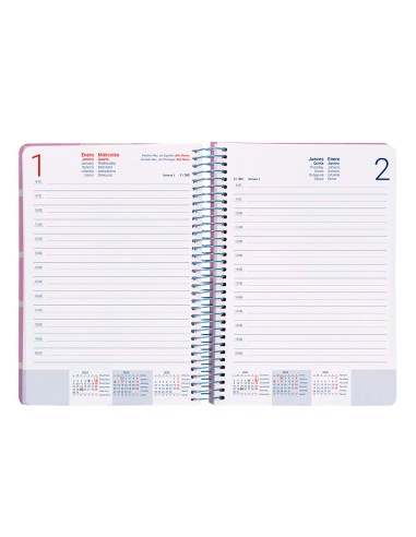 Agenda espiral liderpapel clas sic a4 2025 dia pagina color rosa papel 70 gr