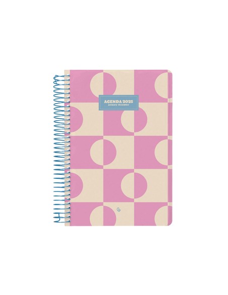 Agenda espiral liderpapel clas sic a4 2025 dia pagina color rosa papel 70 gr