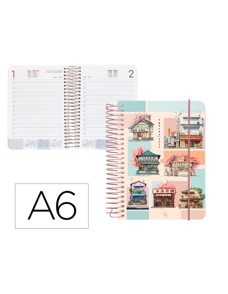 Agenda espiral liderpapel sant orini a6 2025 dp ws mosaico papel 60 gr
