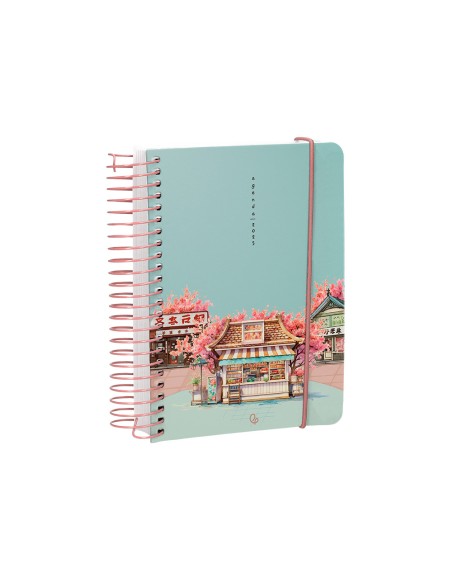 Agenda espiral liderpapel sant orini a6 2025 dia pagina cherry blossoms papel 60 gr