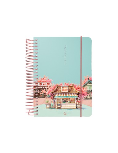 Agenda espiral liderpapel sant orini a6 2025 dia pagina cherry blossoms papel 60 gr
