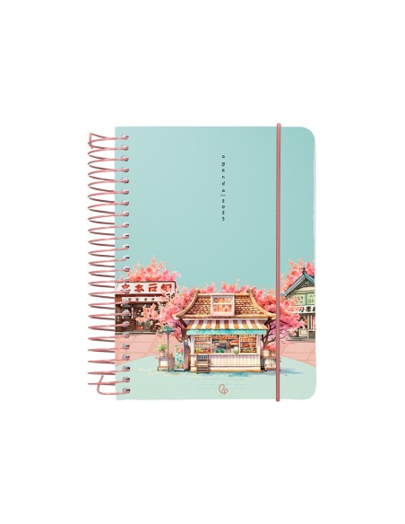 Agenda espiral liderpapel sant orini a6 2025 dia pagina cherry blossoms papel 60 gr