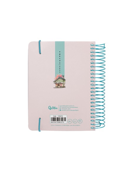 Agenda espiral liderpapel sant orini a6 2025 dia pagina atardecer rosa papel 60 gr