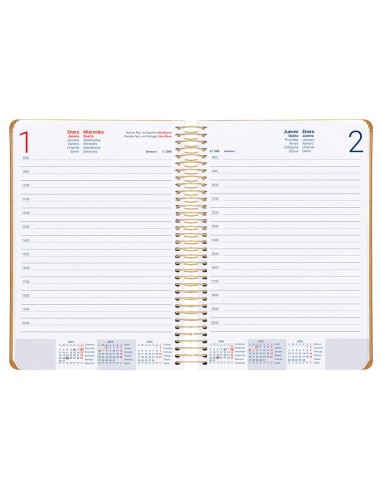 Agenda espiral liderpapel zant e a5 2025 dia pagina color amarillo papel 70 gr