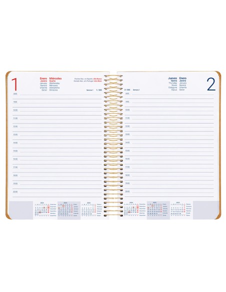 Agenda espiral liderpapel zant e a5 2025 dia pagina color amarillo papel 70 gr