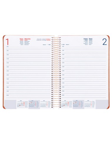 Agenda espiral liderpapel zant e a5 2025 dia pagina color naranja papel 70 gr