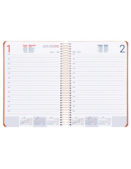 Agenda espiral liderpapel zant e a5 2025 dia pagina color naranja papel 70 gr