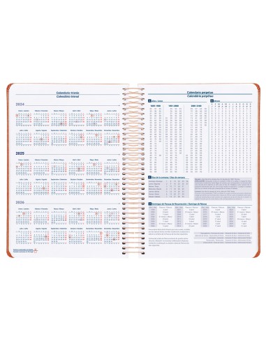 Agenda espiral liderpapel zant e a5 2025 dia pagina color naranja papel 70 gr
