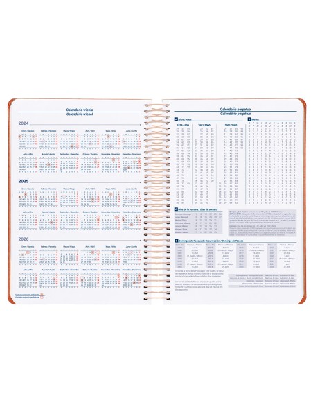 Agenda espiral liderpapel zant e a5 2025 dia pagina color naranja papel 70 gr