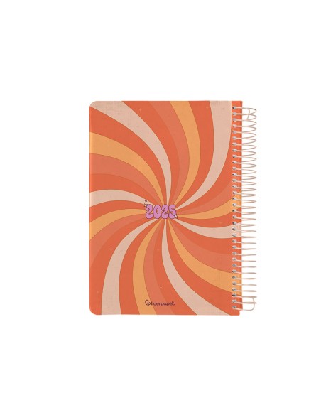 Agenda espiral liderpapel zant e a5 2025 dia pagina color naranja papel 70 gr
