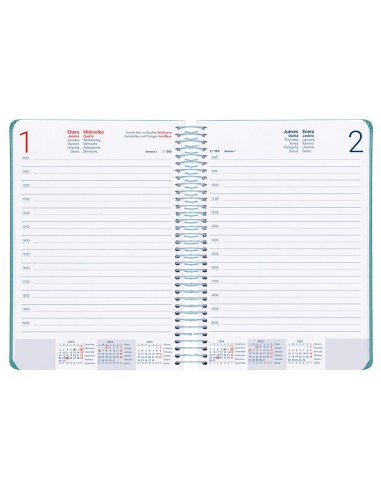 Agenda espiral liderpapel zant e a5 2025 dia pagina color azul papel 70 gr