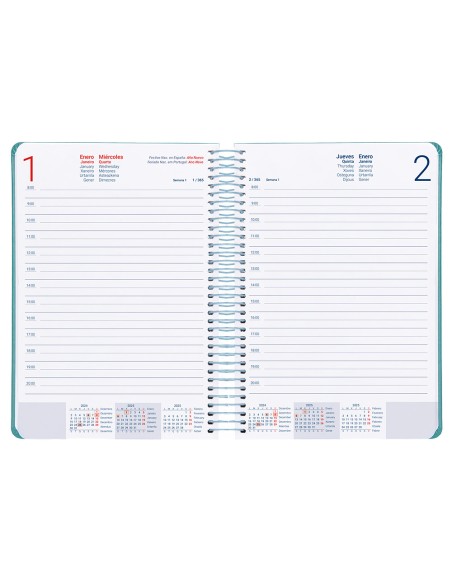 Agenda espiral liderpapel zant e a5 2025 dia pagina color azul papel 70 gr