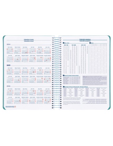 Agenda espiral liderpapel zant e a5 2025 dia pagina color azul papel 70 gr