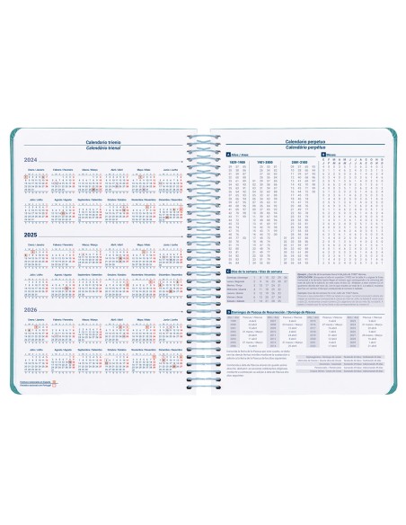 Agenda espiral liderpapel zant e a5 2025 dia pagina color azul papel 70 gr