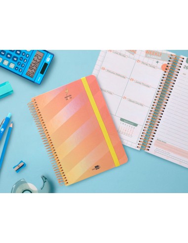 Agenda escolar liderpapel ano 24 25 escolar fantasia lines orange dia pagina a5
