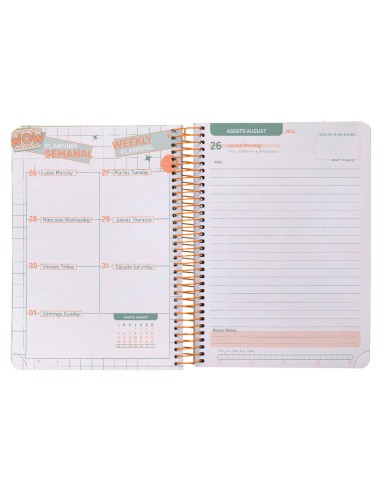 Agenda escolar liderpapel ano 24 25 escolar fantasia lines orange dia pagina a5